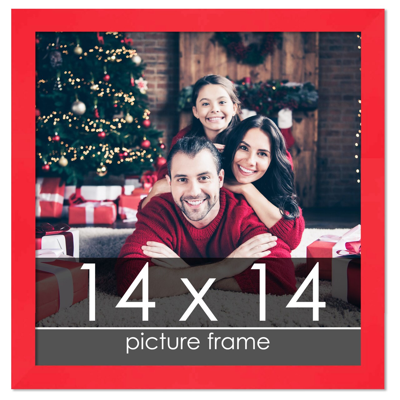 14x14 Classic Modern Red Picture Frame - UV Acrylic, Foam Board Backing, Hanging Hardware
